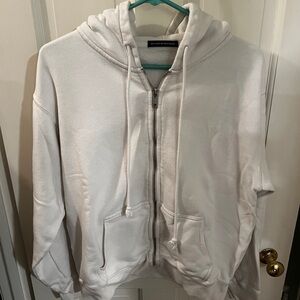 Brandy Melville white zip up hoodie